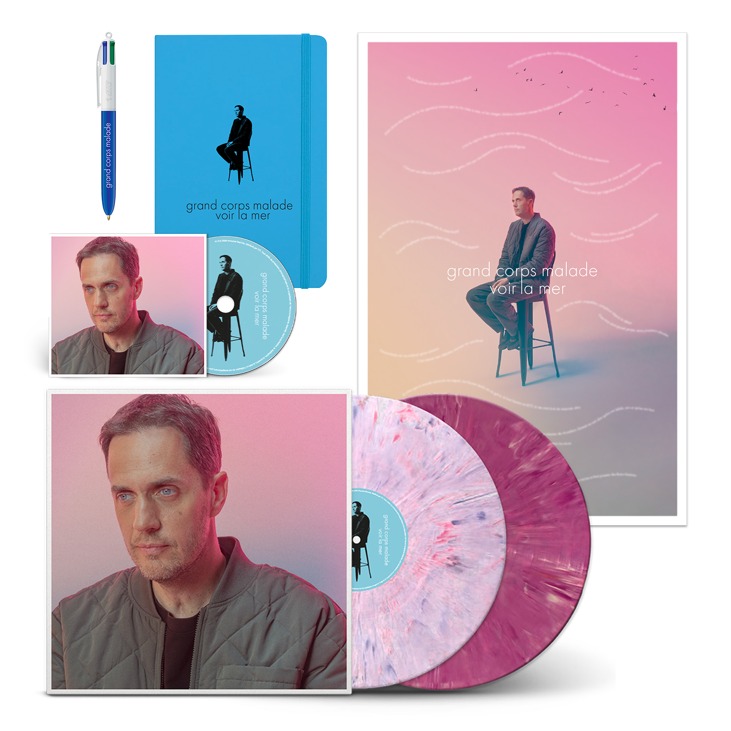 PACK DOUBLE VINYLE COULEUR + CD + AFFICHE DÉDICACÉE + CARNET + UN STYLO + ACCÈS LIVESTREAM