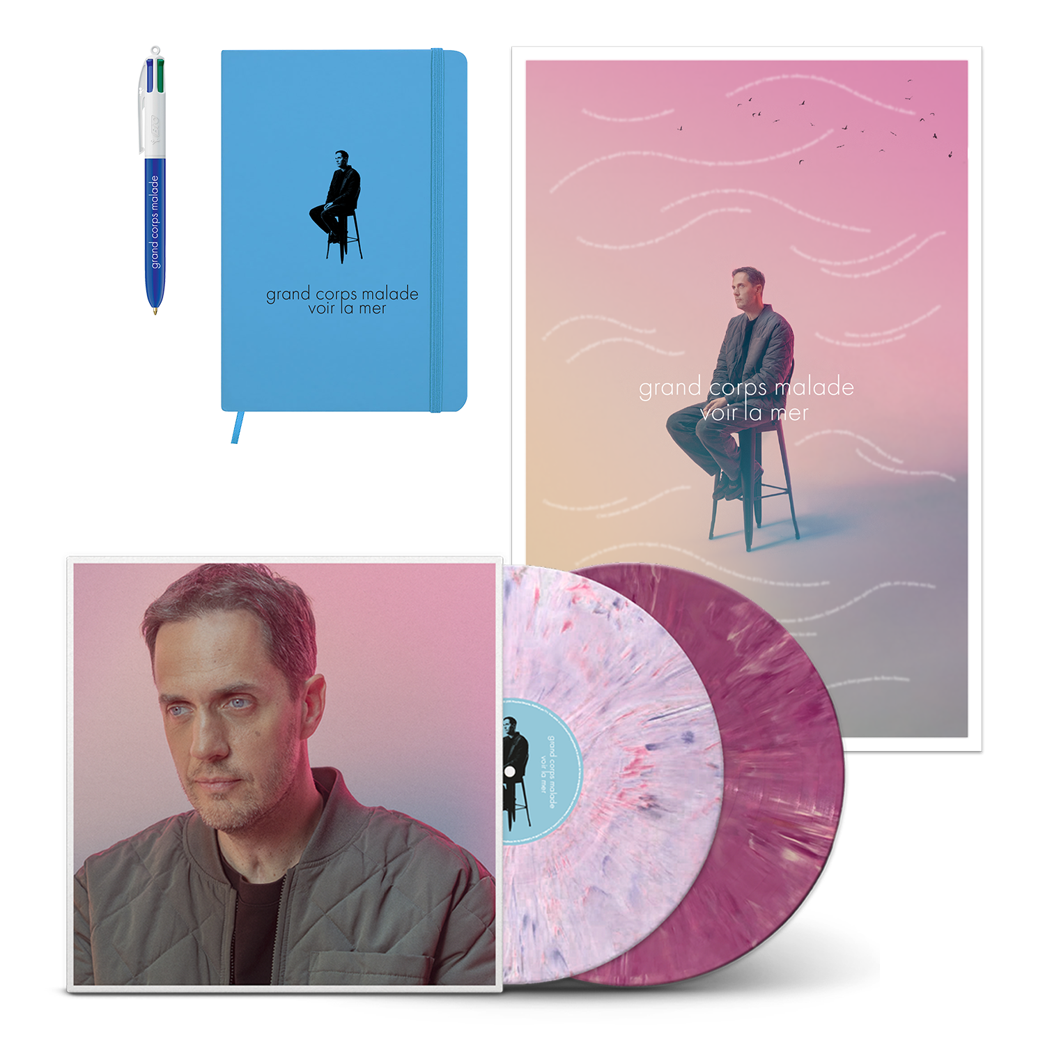 PACK DOUBLE VINYLE COULEUR + AFFICHE DÉDICACÉE + CARNET + UN STYLO + ACCÈS LIVESTREAM